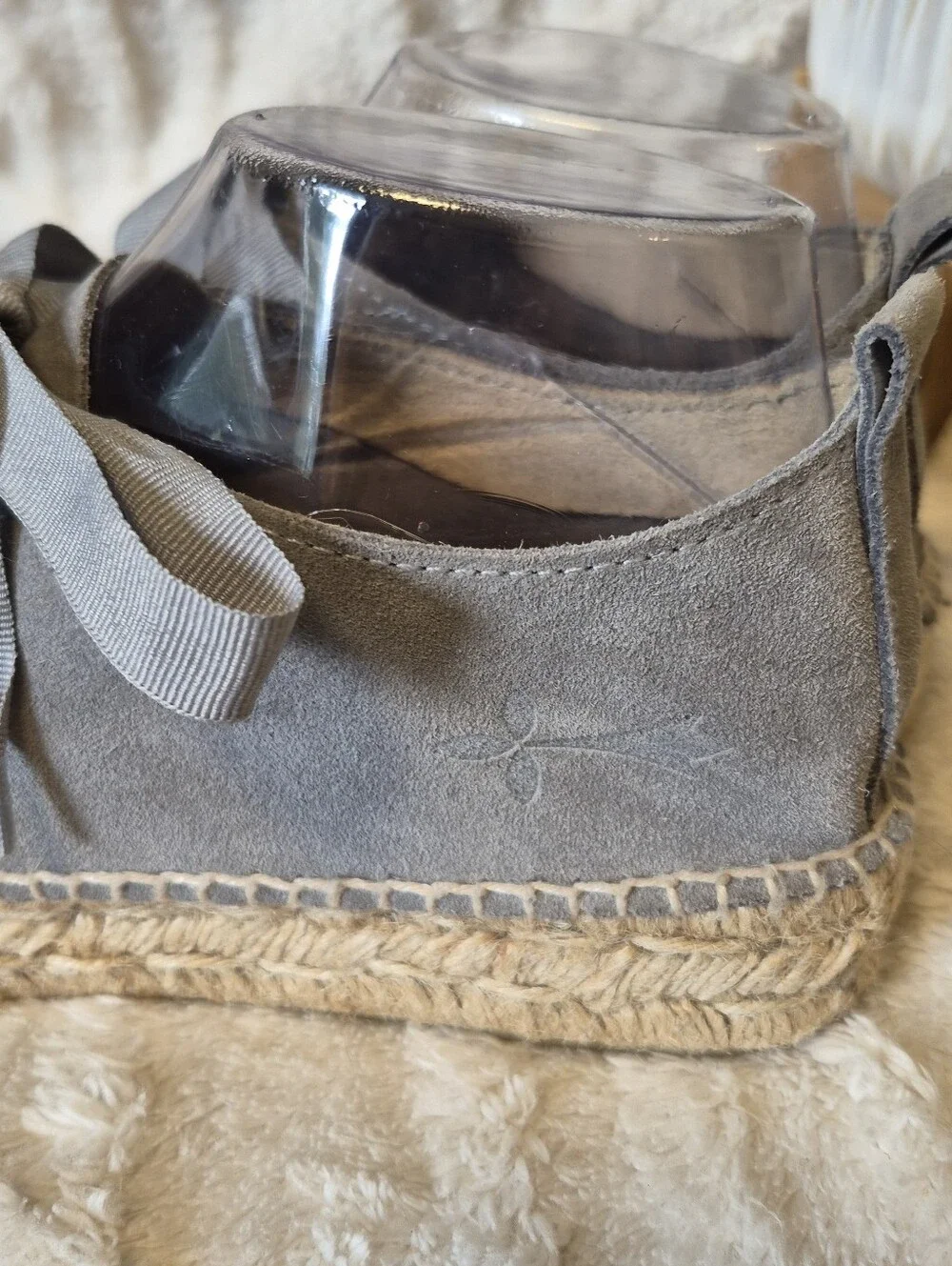 Manebi Hampton Double Sole Platform Espadrille Sneakers Grey Suede Size 8.5